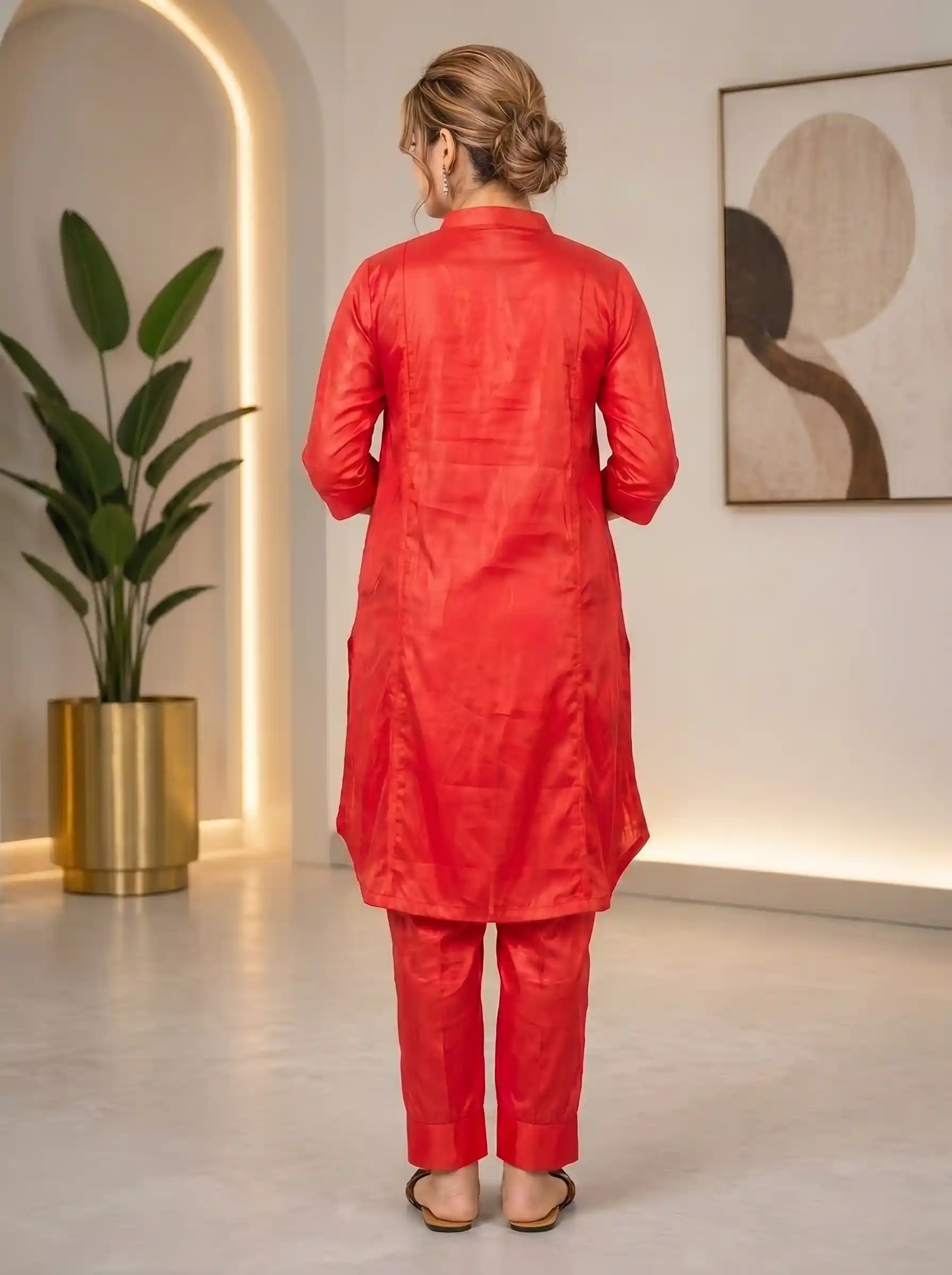 Sorbala Radiant Red Silk Two-Piece Set - Image 2