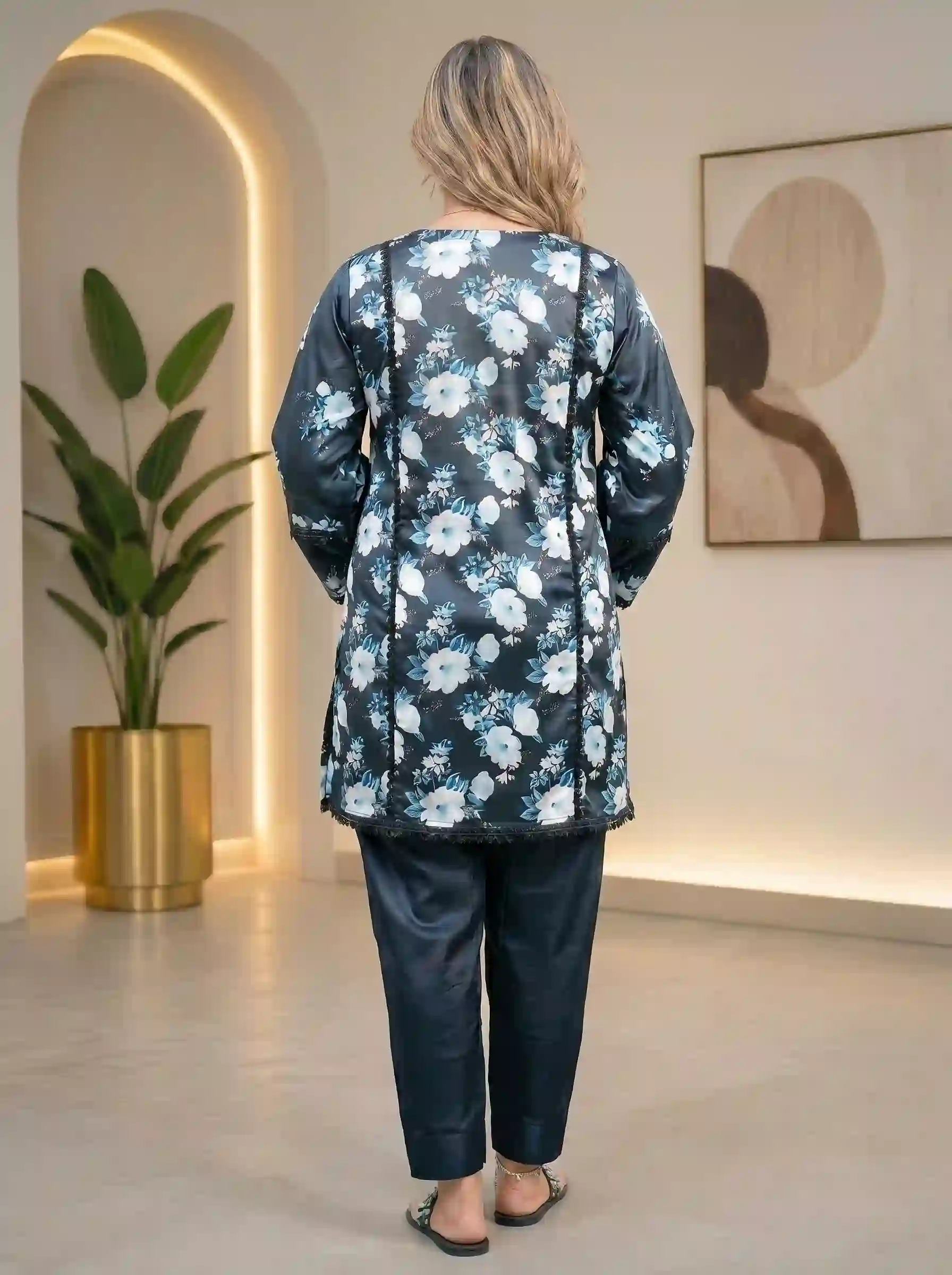 Sorbala Chic Navy Floral Print Two-Piece Set - Image 2